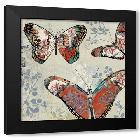 Patterned Butterflies II Black Modern Wood Framed Art Print with Double Matting by Jensen, Asia