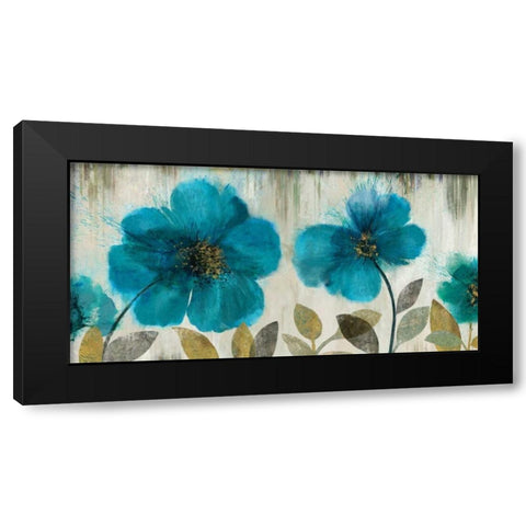 Teal Flowers Black Modern Wood Framed Art Print by Jensen, Asia