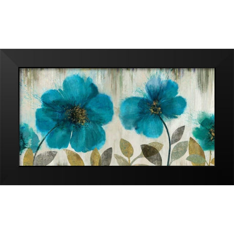 Teal Flowers Black Modern Wood Framed Art Print by Jensen, Asia