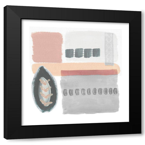Beach Huts II Black Modern Wood Framed Art Print by Kouta, Flora