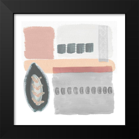 Beach Huts II Black Modern Wood Framed Art Print by Kouta, Flora