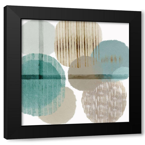 Teal Harmony I Black Modern Wood Framed Art Print with Double Matting by Kouta, Flora