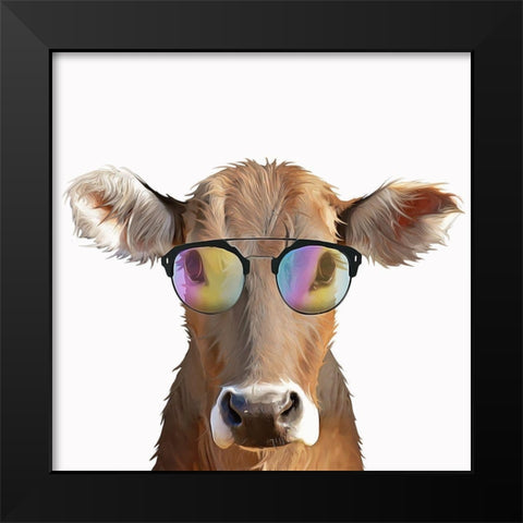 Comical Cow Black Modern Wood Framed Art Print by Curinga, Kim