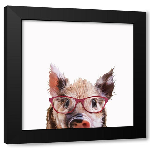 Peekaboo Pig  Black Modern Wood Framed Art Print by Curinga, Kim