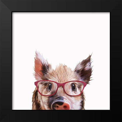 Peekaboo Pig  Black Modern Wood Framed Art Print by Curinga, Kim
