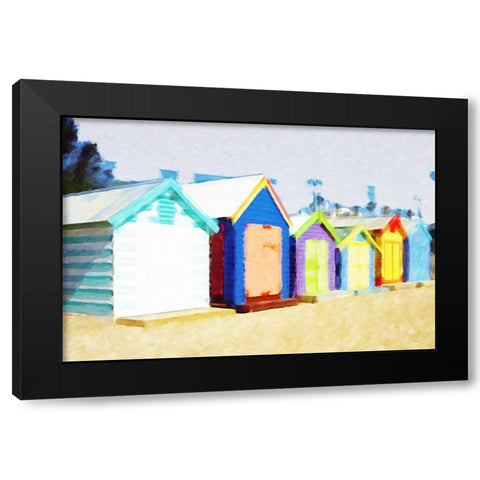 Beach Shacks  Black Modern Wood Framed Art Print by Curinga, Kim