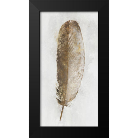Golden Feather I Black Modern Wood Framed Art Print by Roko, Ken