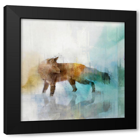 Fox on Teal II Black Modern Wood Framed Art Print with Double Matting by Roko, Ken