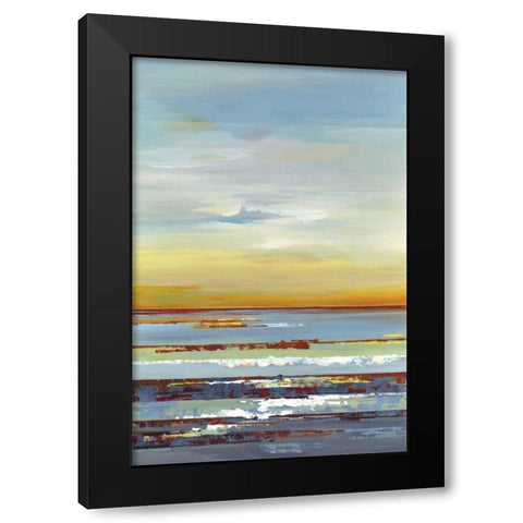Amber Horizon Black Modern Wood Framed Art Print with Double Matting by Lera