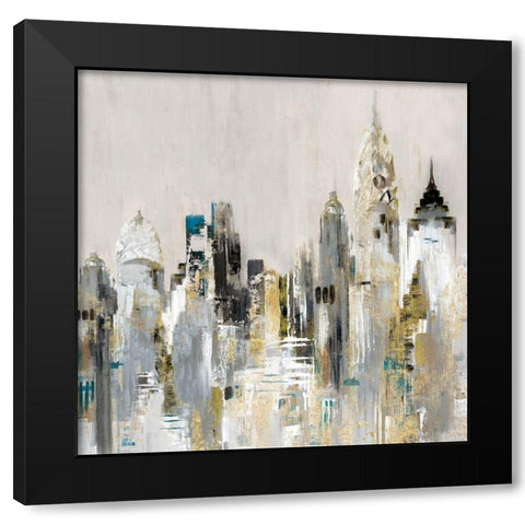 Golden Cityscape Black Modern Wood Framed Art Print with Double Matting by Mravyan, Valeria