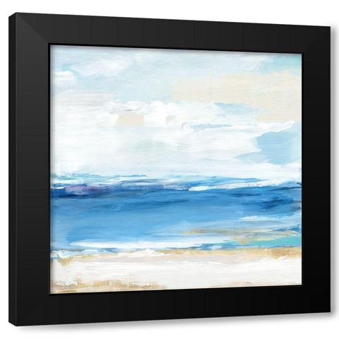 Shoreline Waves Black Modern Wood Framed Art Print with Double Matting by Lera