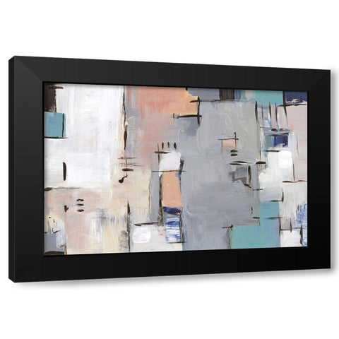 Intertwining Grid II Black Modern Wood Framed Art Print with Double Matting by Lera