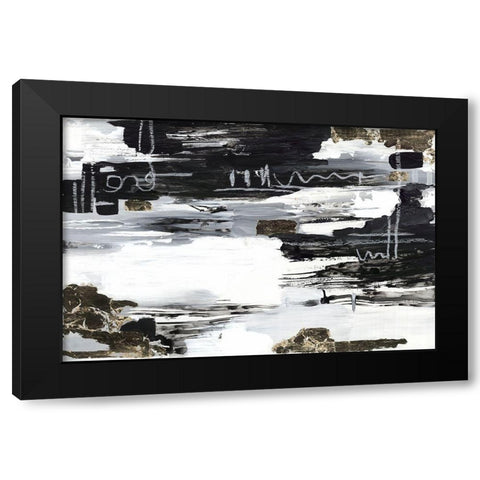Balancing Blue Black Modern Wood Framed Art Print by Lera