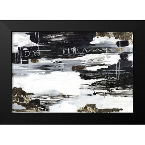 Balancing Blue Black Modern Wood Framed Art Print by Lera