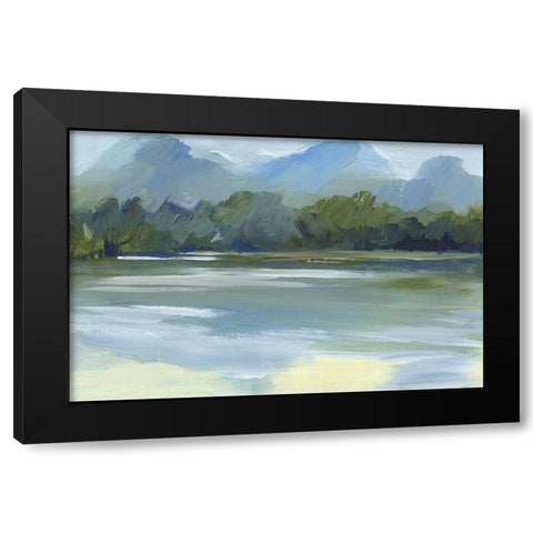Evermore Green Black Modern Wood Framed Art Print by Lera