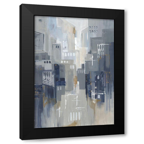 Indigo City II Black Modern Wood Framed Art Print by Lera