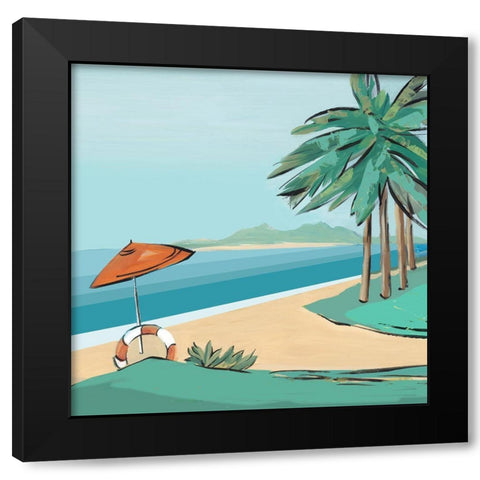 Sandy Beach Black Modern Wood Framed Art Print with Double Matting by Lera