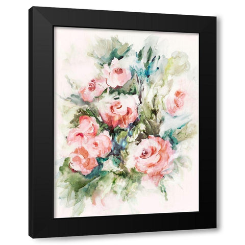 Fresh Pink Florals I  Black Modern Wood Framed Art Print by Lera