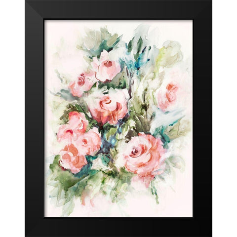 Fresh Pink Florals I  Black Modern Wood Framed Art Print by Lera