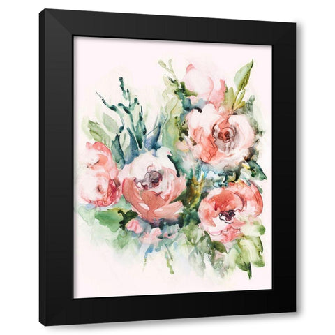 Fresh Pink Florals II Black Modern Wood Framed Art Print by Lera