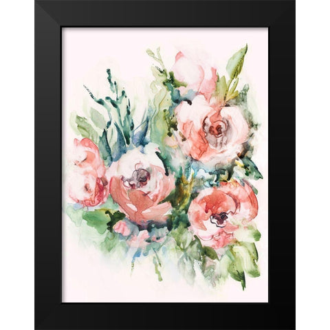 Fresh Pink Florals II Black Modern Wood Framed Art Print by Lera