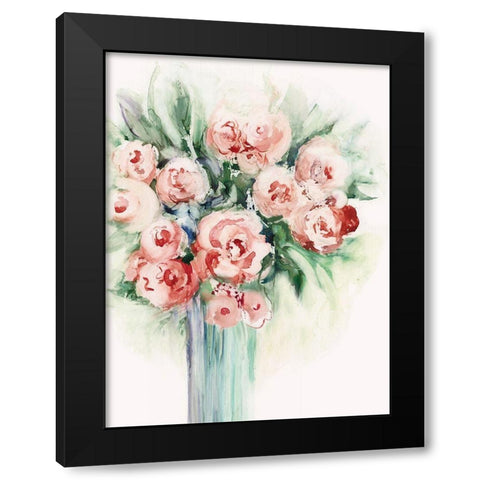 Roses in a Vase I  Black Modern Wood Framed Art Print by Lera