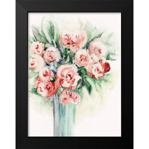 Roses in a Vase I  Black Modern Wood Framed Art Print by Lera