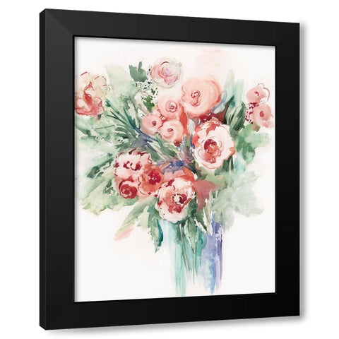 Roses in a Vase II Black Modern Wood Framed Art Print with Double Matting by Lera