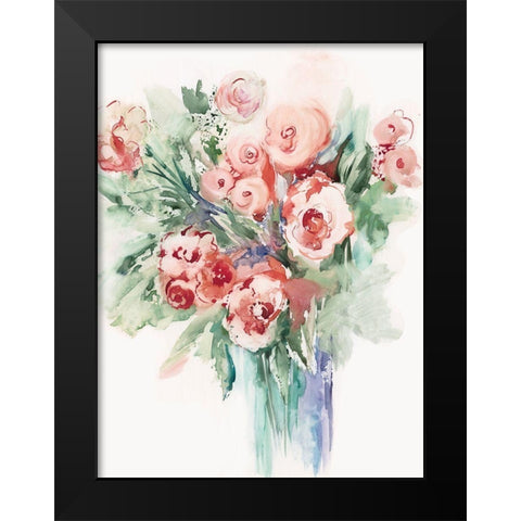 Roses in a Vase II Black Modern Wood Framed Art Print by Lera