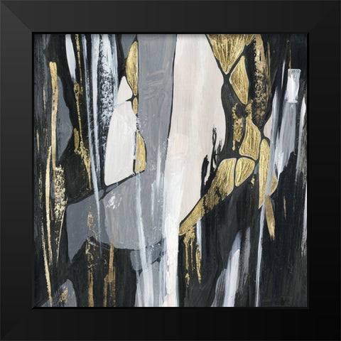 Golden Patches I  Black Modern Wood Framed Art Print by Lera