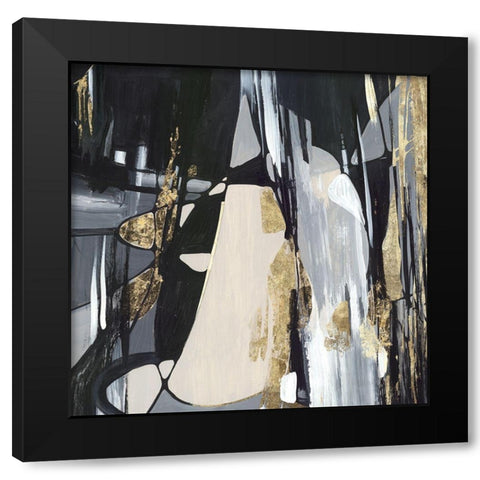 Golden Patches II Black Modern Wood Framed Art Print by Lera