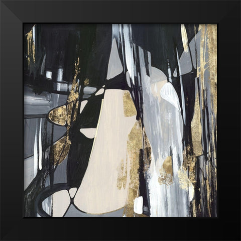 Golden Patches II Black Modern Wood Framed Art Print by Lera