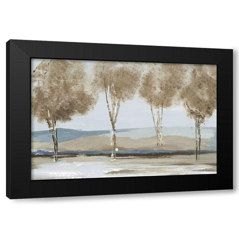 Golden Birch Tree Forest  Black Modern Wood Framed Art Print by Lera