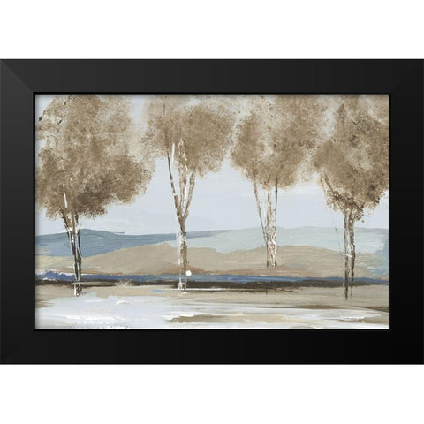 Golden Birch Tree Forest  Black Modern Wood Framed Art Print by Lera