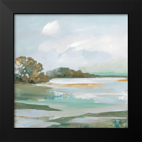 Serene Blue I  Black Modern Wood Framed Art Print by Lera
