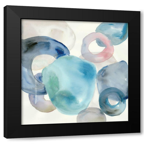 Blue Rings I Black Modern Wood Framed Art Print by Lera