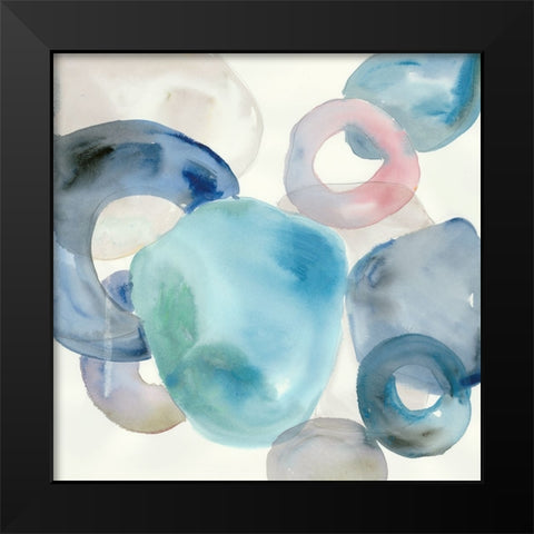 Blue Rings I Black Modern Wood Framed Art Print by Lera