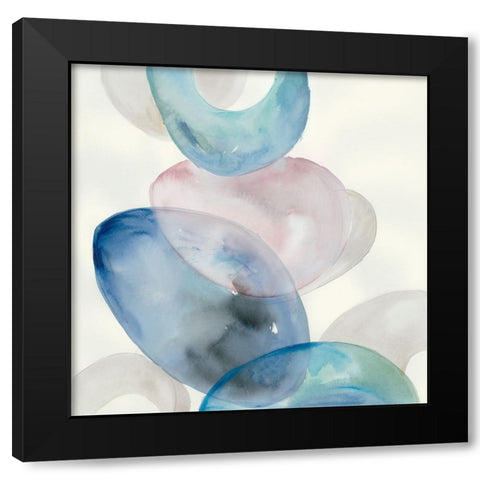 Blue Rings II Black Modern Wood Framed Art Print by Lera