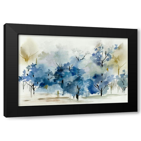 Standing Still Blue I Black Modern Wood Framed Art Print by Lera