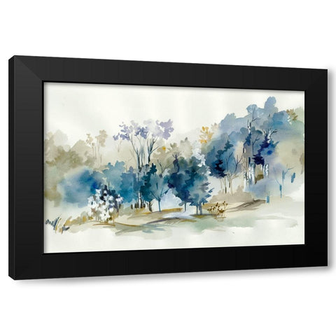 Standing Still Blue II Black Modern Wood Framed Art Print with Double Matting by Lera