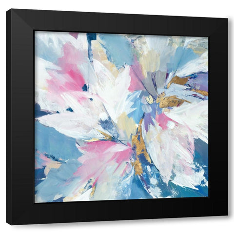 Pink Pastel Floral Black Modern Wood Framed Art Print with Double Matting by Lera