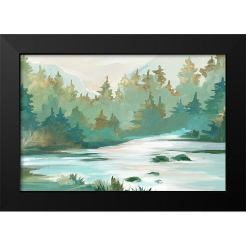 Green Serene  II Black Modern Wood Framed Art Print by Lera