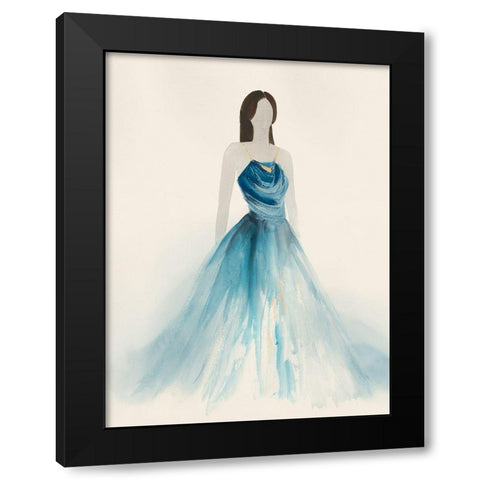 Blue Dress I  Black Modern Wood Framed Art Print with Double Matting by Lily K