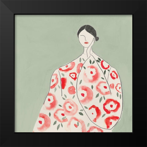Floral Woman I  Black Modern Wood Framed Art Print by Lily K
