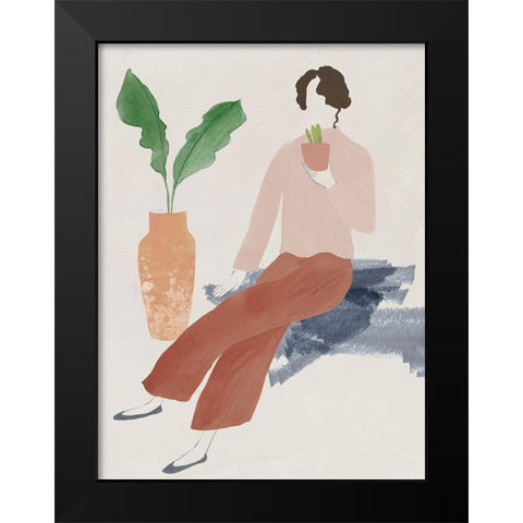 Plant Lady I  Black Modern Wood Framed Art Print by Lily K