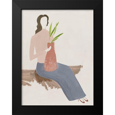 Plant Lady II Black Modern Wood Framed Art Print by Lily K