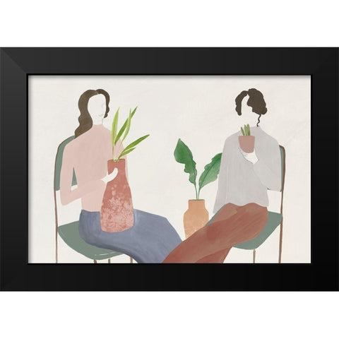 Two Girls  Black Modern Wood Framed Art Print by Lily K