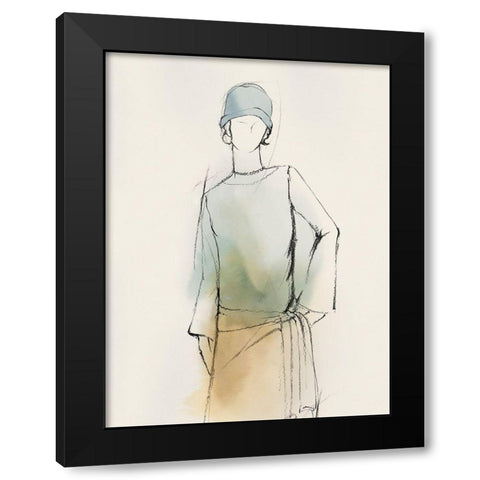 Fashion Girl II Black Modern Wood Framed Art Print with Double Matting by Lily K