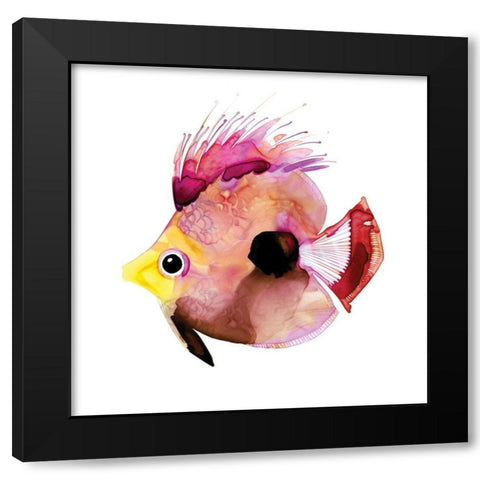 Pink Fish Black Modern Wood Framed Art Print by Berg, Margaret