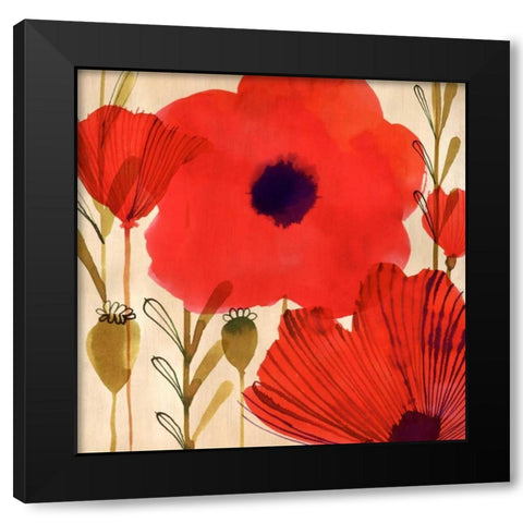 Wild Poppies I Black Modern Wood Framed Art Print by Berg, Margaret